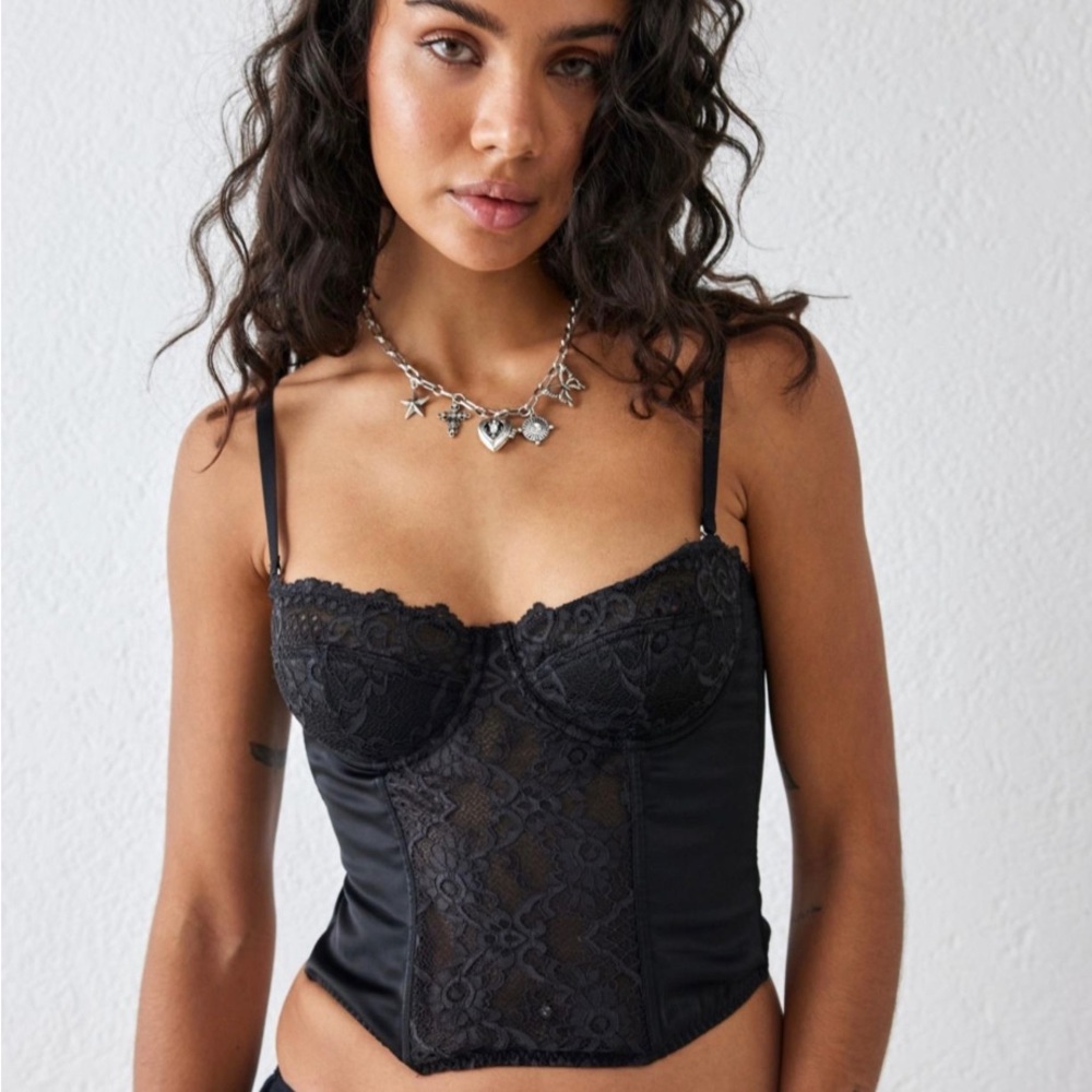 Urban Outfitters Ava Lace & Satin Corset Top